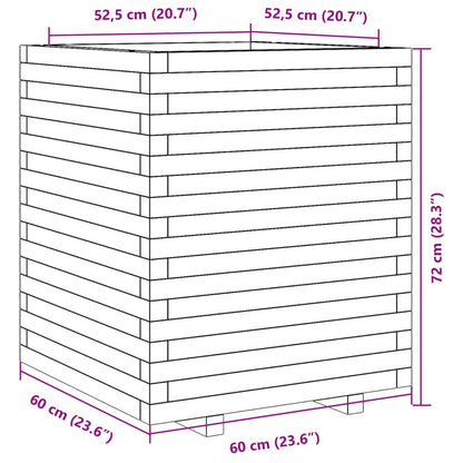 Vaso/floreira de jardim 60x60x72 cm madeira de pinho maciça