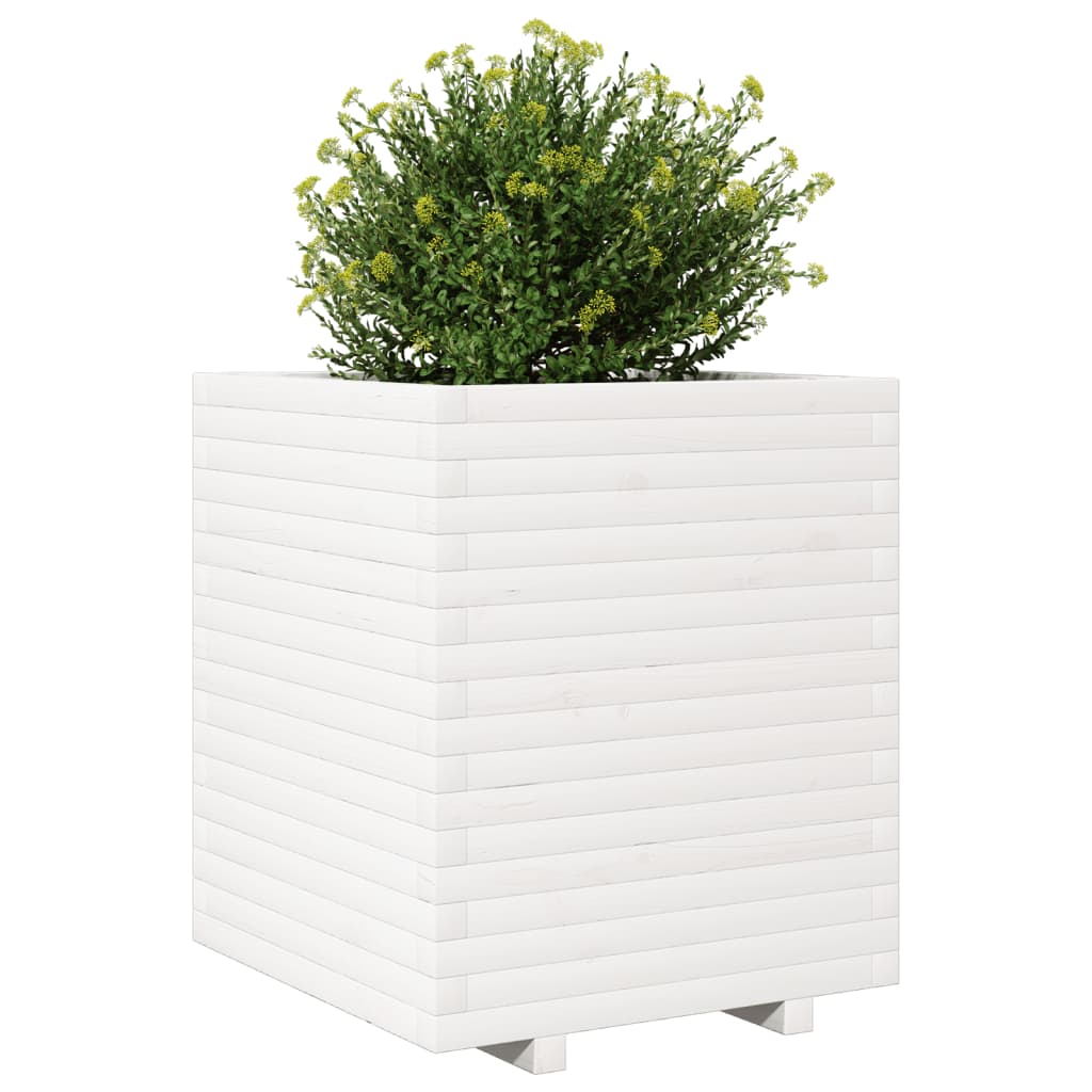 Vaso/floreira de jardim 60x60x72 cm pinho maciço branco