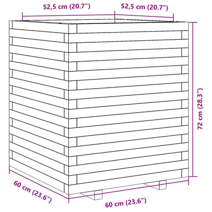 Vaso/floreira de jardim 60x60x72 cm pinho maciço branco