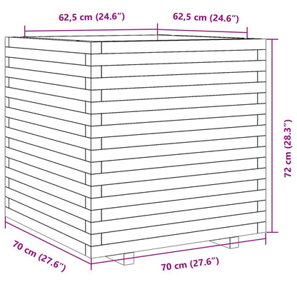 Vaso/floreira de jardim 70x70x72 cm pinho maciço castanho mel