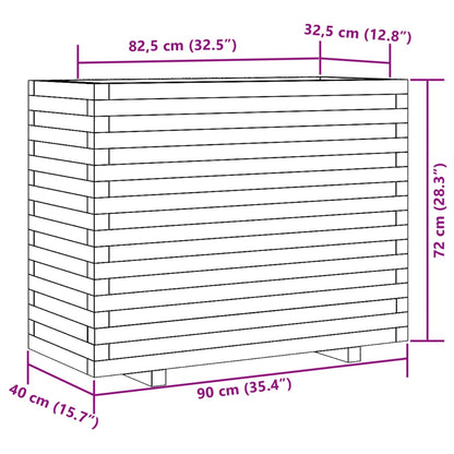 Vaso/floreira de jardim 90x40x72 cm pinho maciço branco