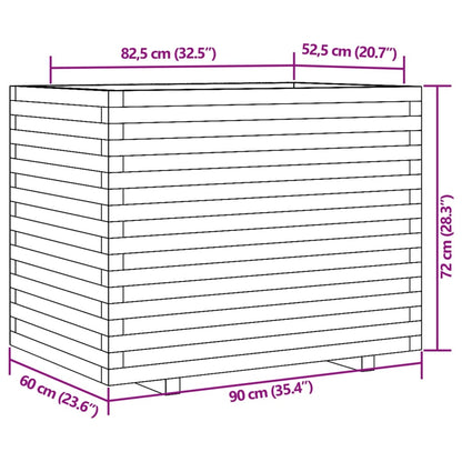 Vaso/floreira de jardim 90x60x72 cm pinho maciço castanho mel