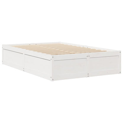 Cama com colchão 120x200 cm madeira de pinho maciça branco