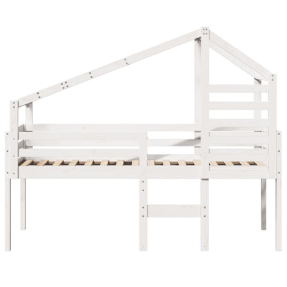 Cama alta com telhado 90x200 cm pinho maciço branco