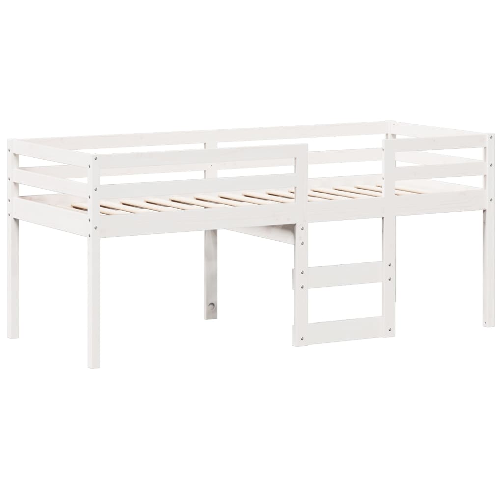 Cama alta com telhado 80x200 cm pinho maciço branco