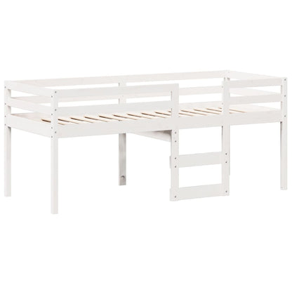 Cama alta com telhado 80x200 cm pinho maciço branco