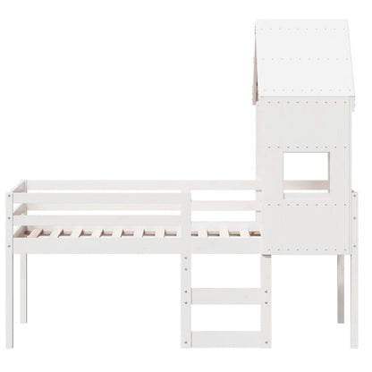 Cama alta com telhado 90x190 cm pinho maciço branco