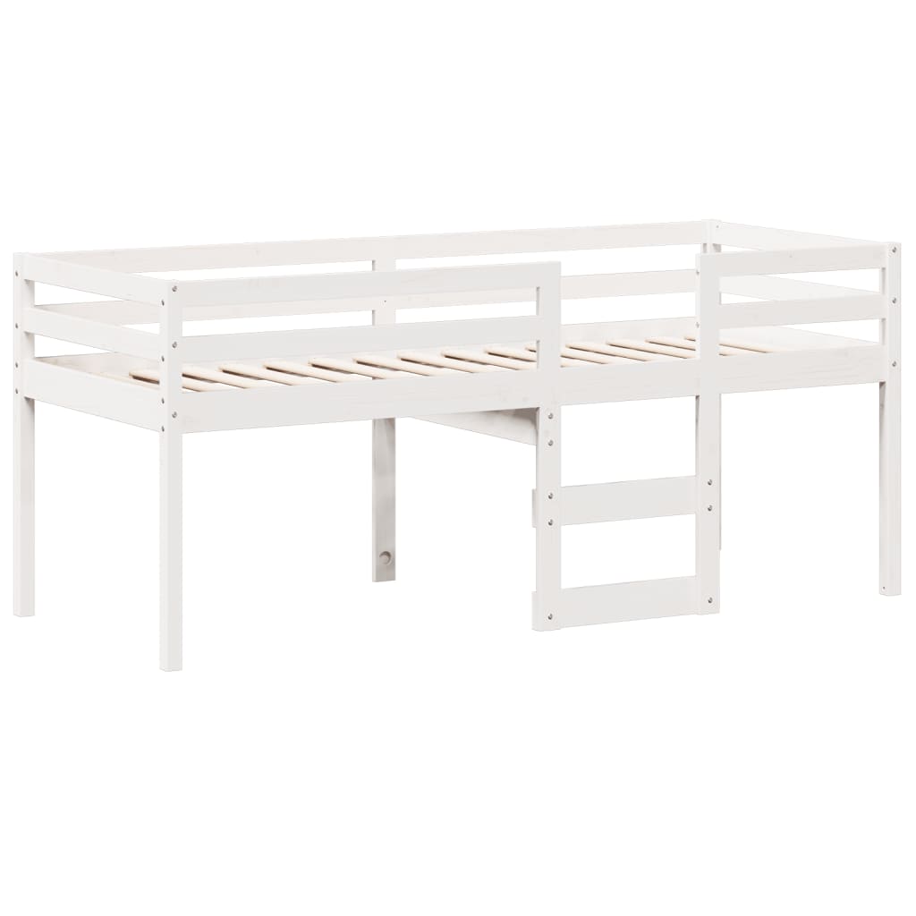 Cama alta com telhado 90x190 cm pinho maciço branco