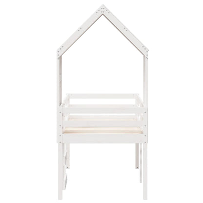 Cama alta com telhado 75x190 cm pinho maciço branco