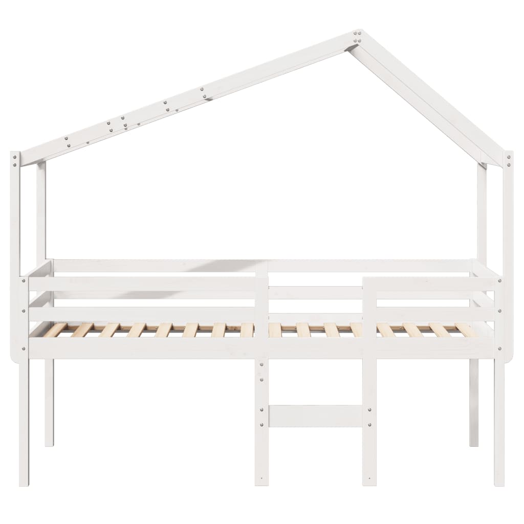 Cama alta com telhado 90x200 cm pinho maciço branco