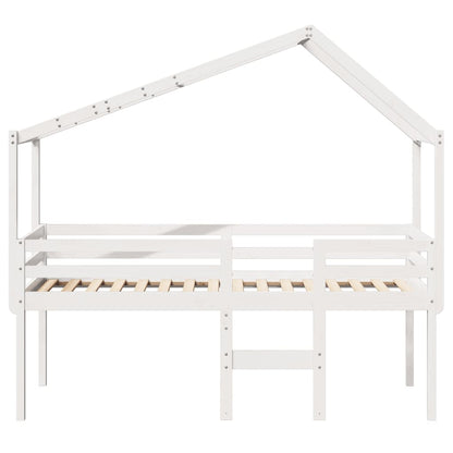 Cama alta com telhado 90x200 cm pinho maciço branco