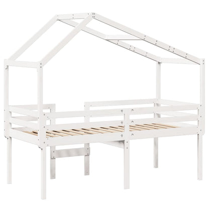 Cama alta com telhado 90x200 cm pinho maciço branco