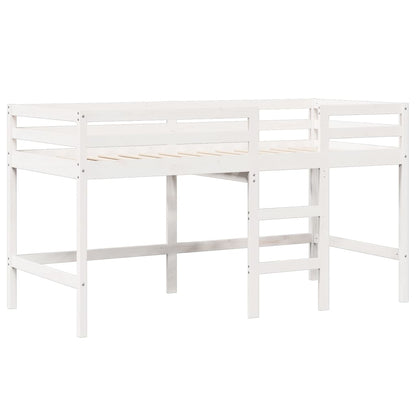 Cama alta com telhado 80x200 cm pinho maciço branco