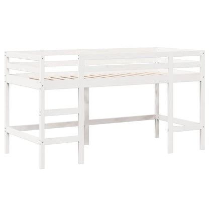 Cama alta c/ escada e telhado 90x190 cm pinho maciço branco