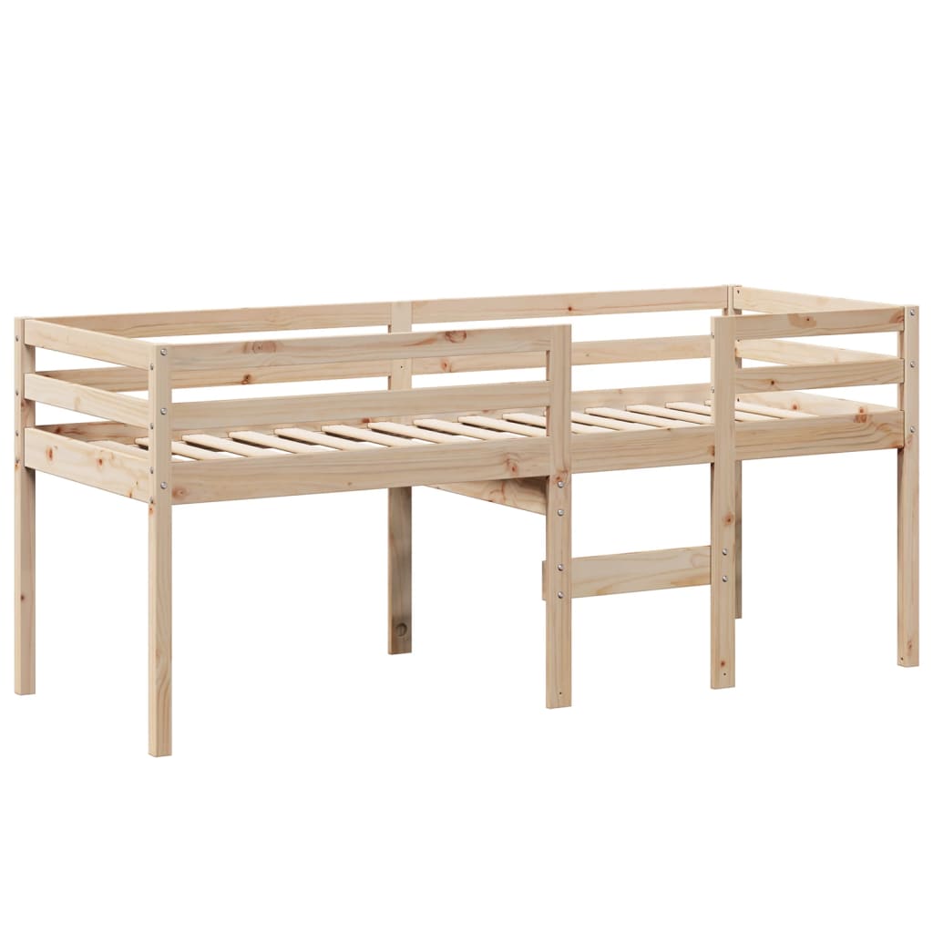 Cama alta com telhado 90x190 cm pinho maciço castanho-mel