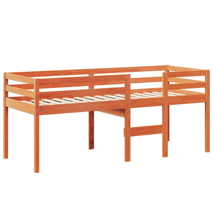 Cama alta com telhado 90x190 cm pinho maciço castanho-mel