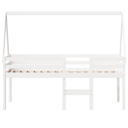 Cama alta com telhado 75x190 cm pinho maciço branco