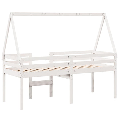 Cama alta com telhado 75x190 cm pinho maciço branco