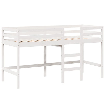 Cama alta c/ escada e telhado 90x200 cm pinho maciço branco