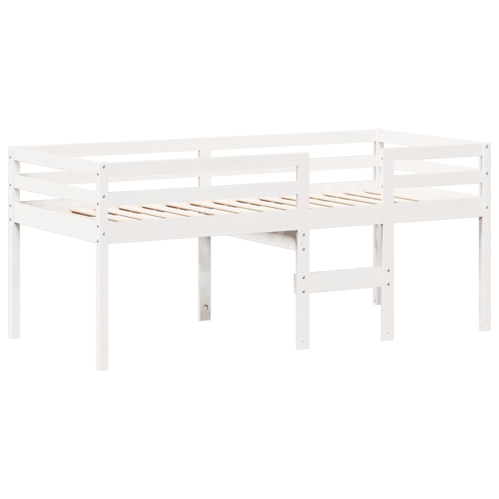 Cama alta com telhado 90x200 cm pinho maciço branco