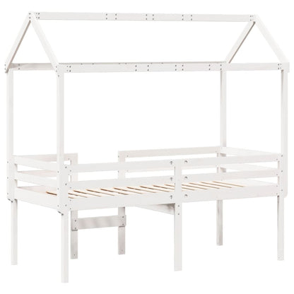 Cama alta com telhado 90x200 cm pinho maciço branco