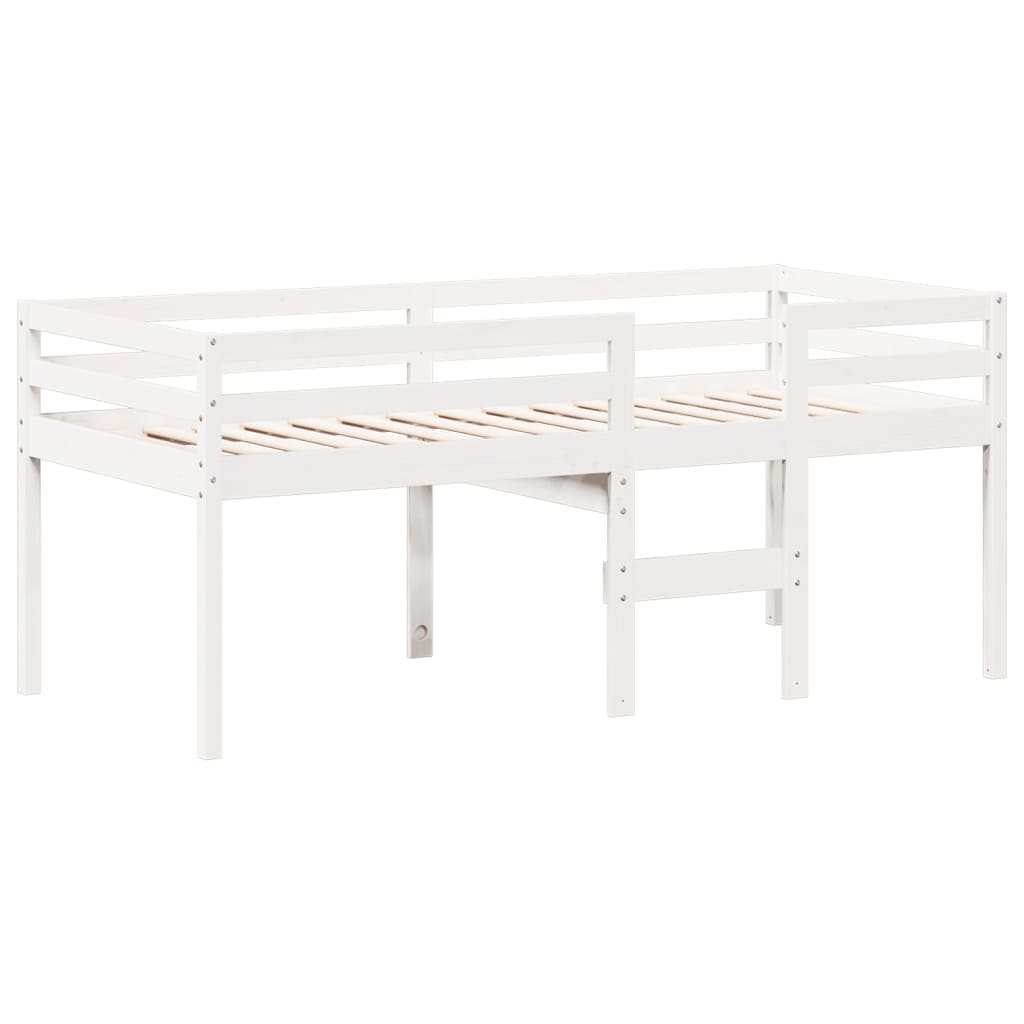 Cama alta com telhado 80x200 cm pinho maciço branco