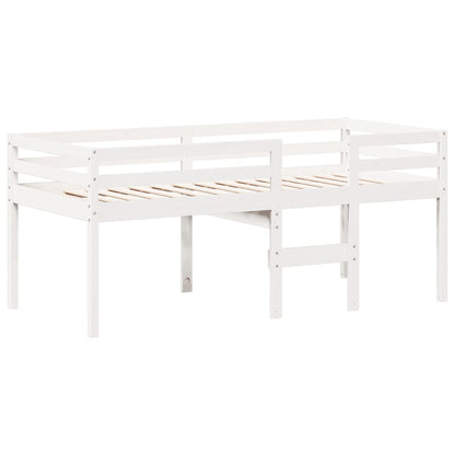 Cama alta com telhado 80x200 cm pinho maciço branco