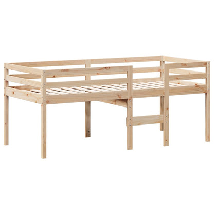 Cama alta com telhado 90x190 cm pinho maciço castanho-mel