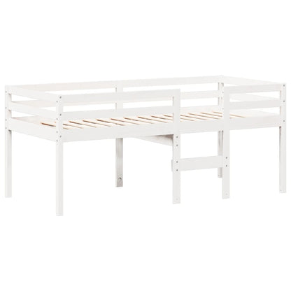 Cama alta com telhado 75x190 cm pinho maciço branco