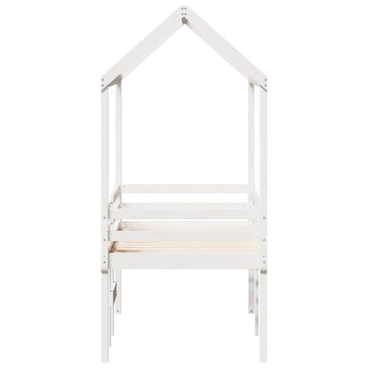 Cama alta com telhado 75x190 cm pinho maciço branco