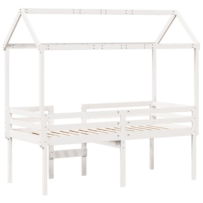 Cama alta com telhado 75x190 cm pinho maciço branco