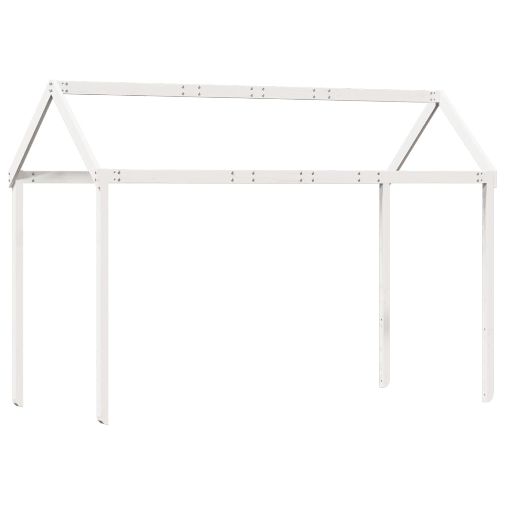 Cama alta c/ escada e telhado 90x190 cm pinho maciço branco