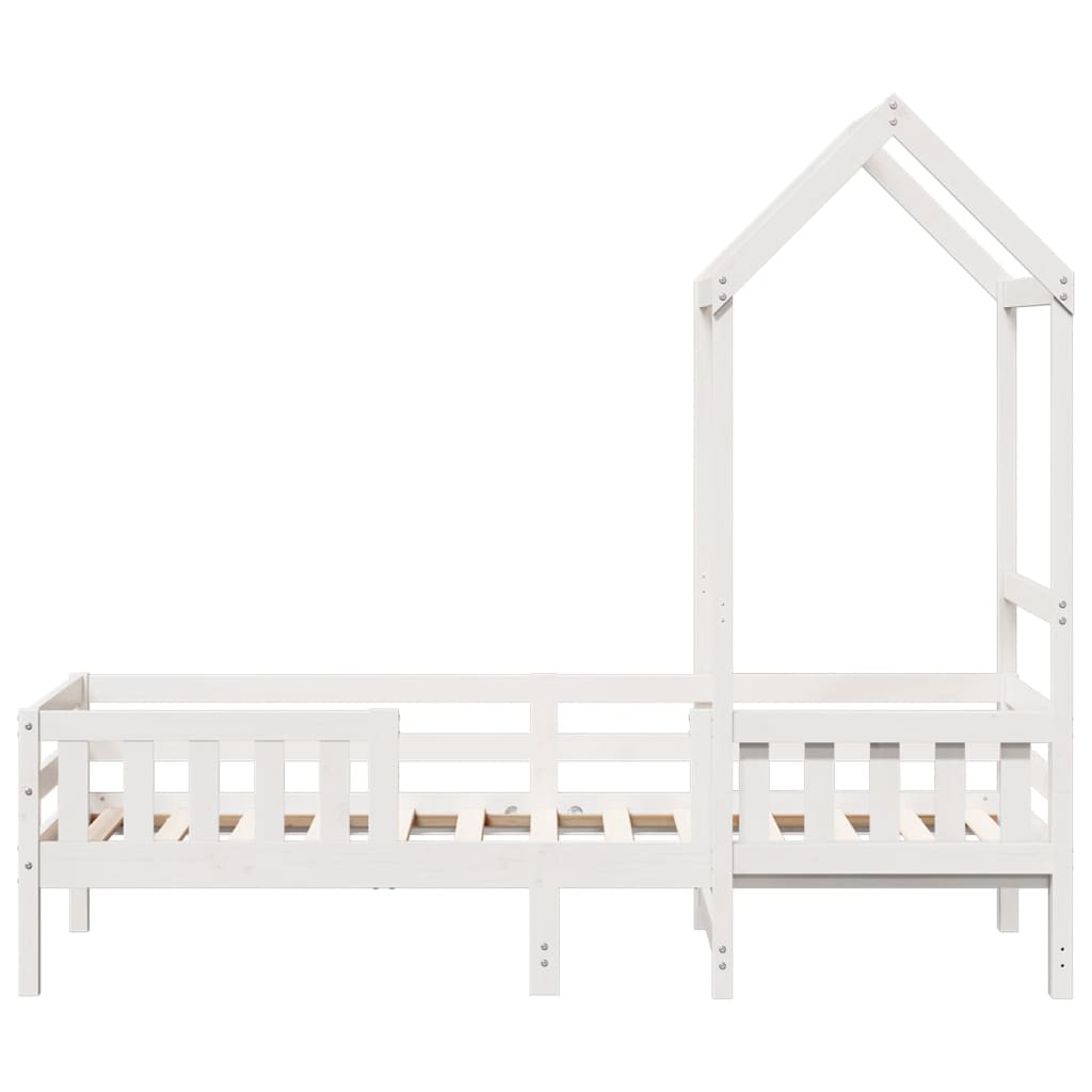 Estrutura de cama com telhado 90x200 cm pinho maciço branco