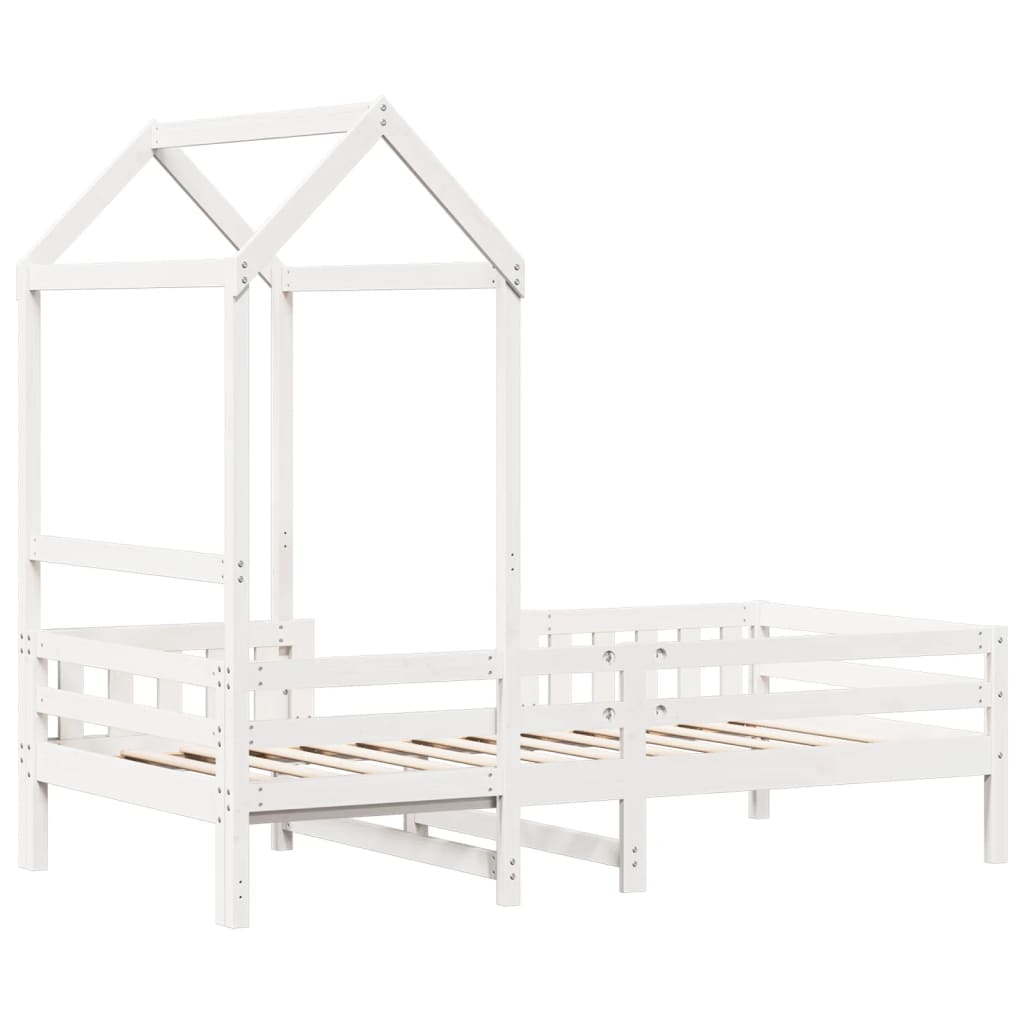 Estrutura de cama com telhado 90x200 cm pinho maciço branco