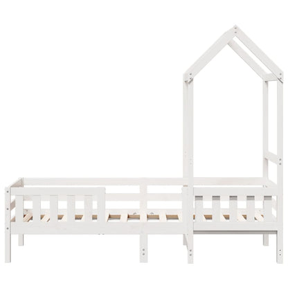 Estrutura de cama com telhado 90x190 cm pinho maciço branco