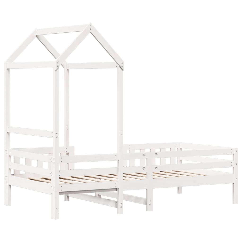 Estrutura de cama com telhado 90x190 cm pinho maciço branco