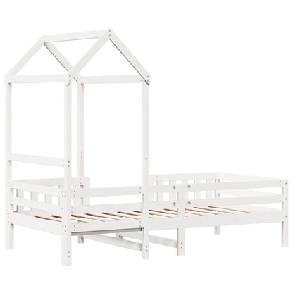 Estrutura de cama com telhado 90x190 cm pinho maciço branco