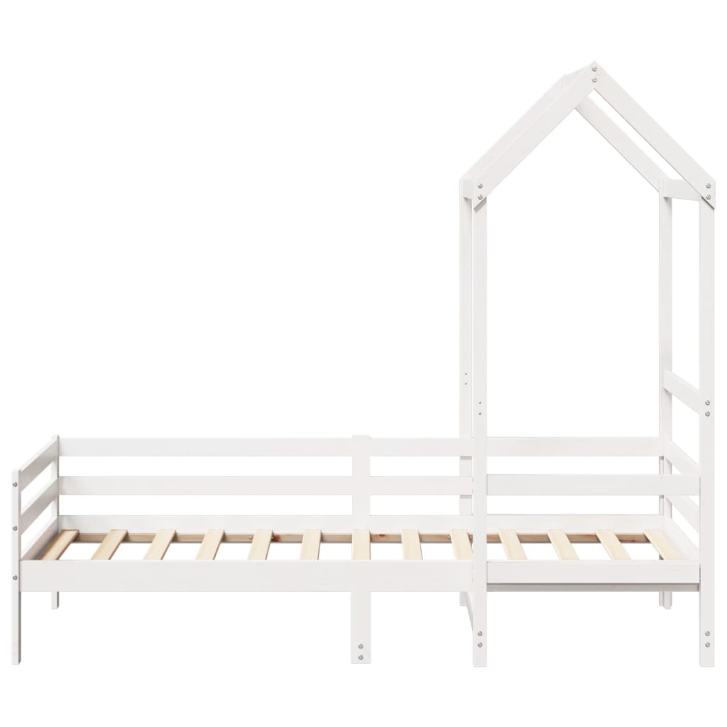 Sofá-cama com telhado 90x200 cm madeira de pinho maciça branco