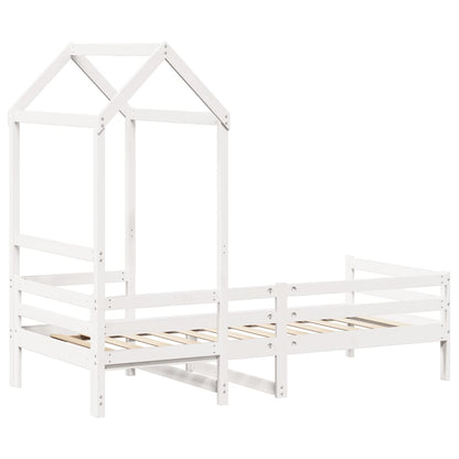 Sofá-cama com telhado 90x200 cm madeira de pinho maciça branco