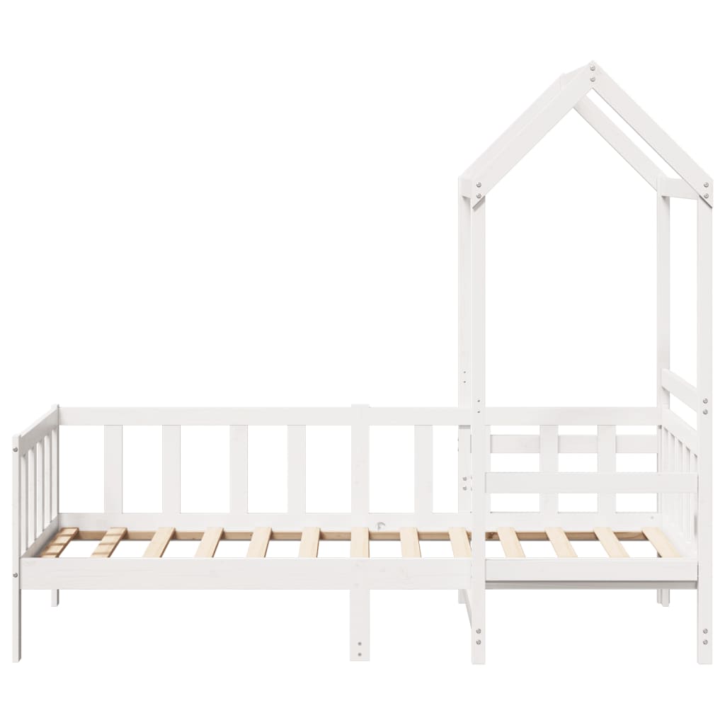 Sofá-cama com telhado 90x200 cm madeira de pinho maciça branco