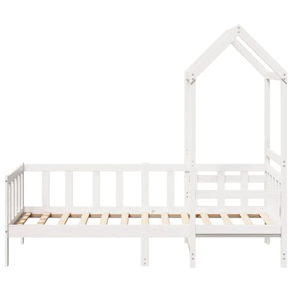 Sofá-cama c/ telhado 90x190 cm madeira de pinho maciça branco