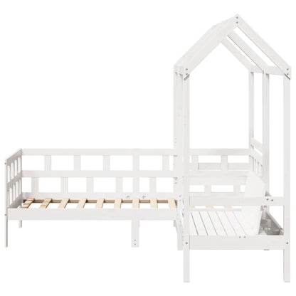 Conj. de sofá-cama c/ telhado 90x200 cm pinho maciço branco