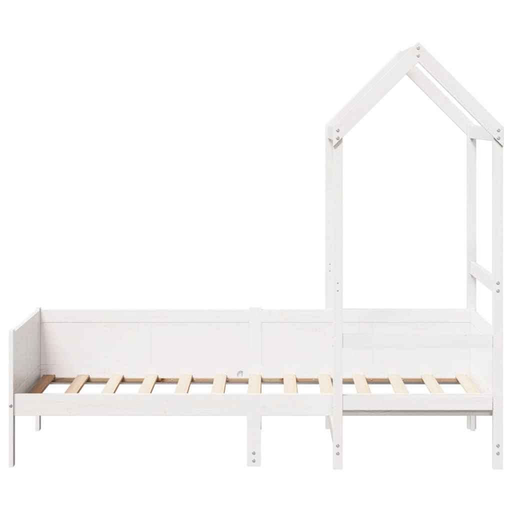 Sofá-cama c/ telhado 90x190 cm madeira de pinho maciça branco