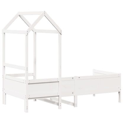 Sofá-cama c/ telhado 90x190 cm madeira de pinho maciça branco