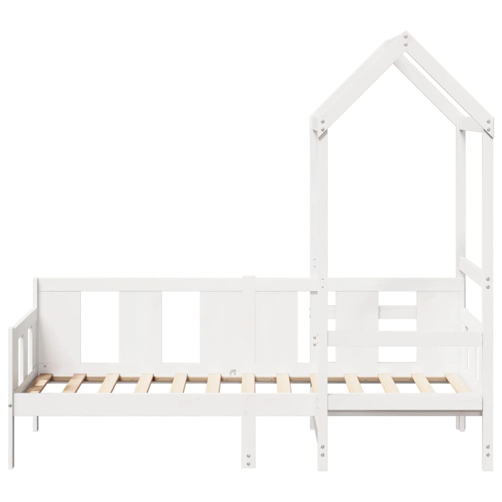 Sofá-cama c/ telhado 90x190 cm madeira de pinho maciça branco