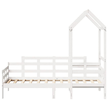 Sofá-cama com telhado 90x200 cm madeira de pinho maciça branco