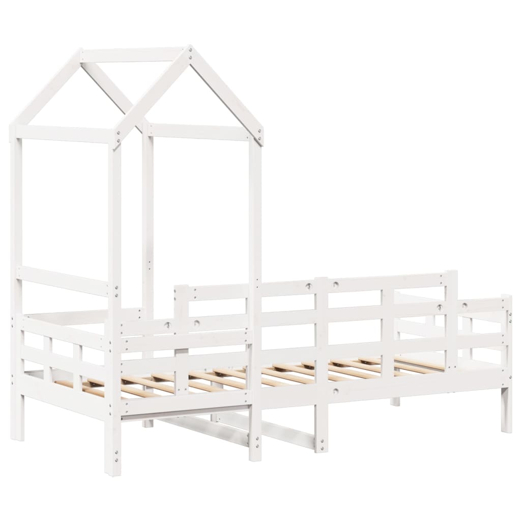 Sofá-cama com telhado 90x200 cm madeira de pinho maciça branco