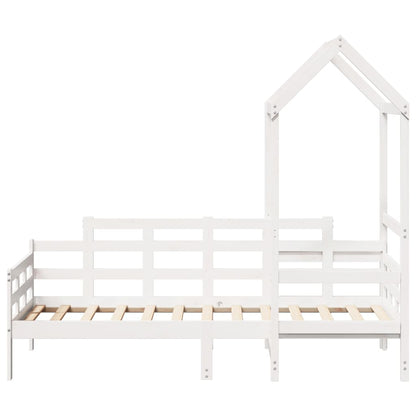 Sofá-cama com telhado 80x200 cm madeira de pinho maciça branco