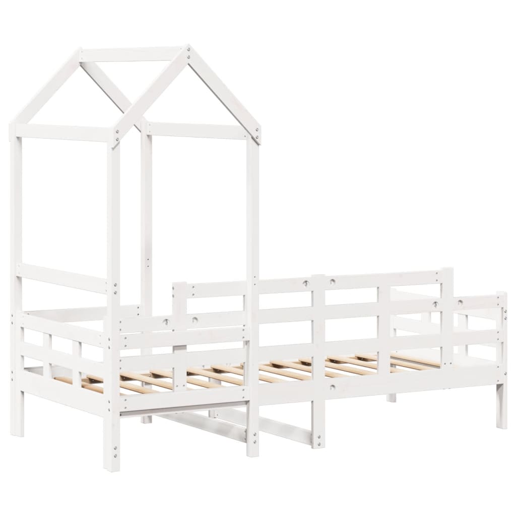 Sofá-cama com telhado 80x200 cm madeira de pinho maciça branco