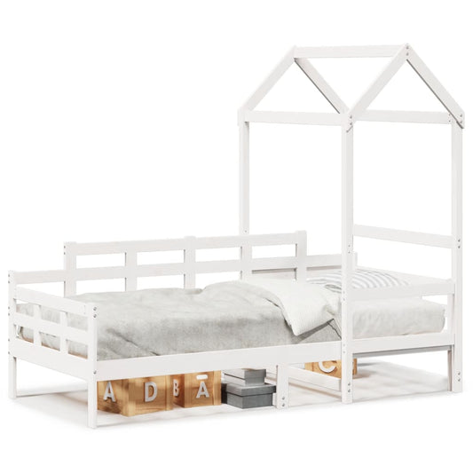 Sofá-cama c/ telhado 90x190 cm madeira de pinho maciça branco